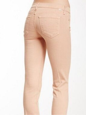 Sz 25 MOTHER The Rascal Cuff Pop! Jeans Peach Pink Cropped Skinny Stretch